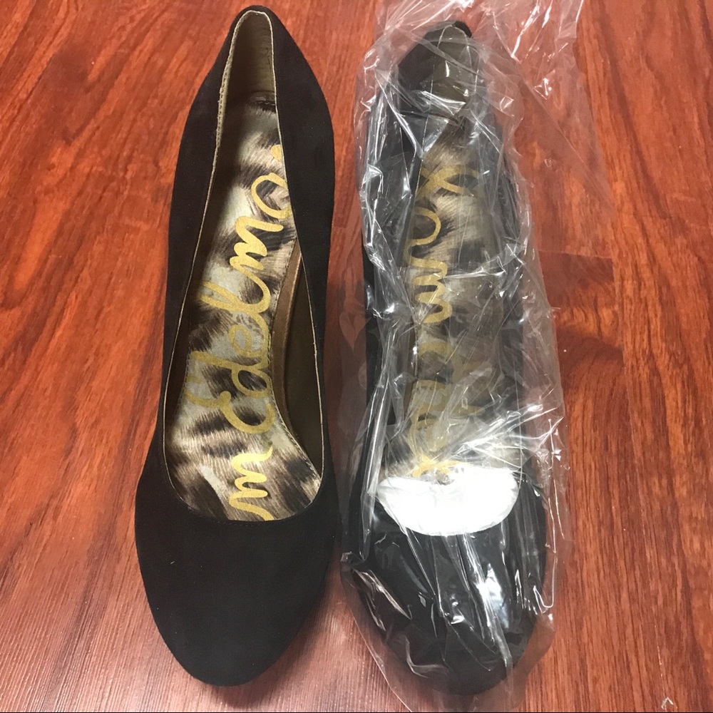 NIB Black 8.5 Sam Edelman Platform Suede Pumps - Picture 2 of 5